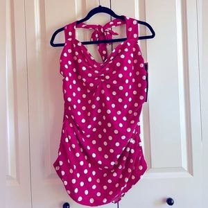 Red and white polka dot bathing suit - 1 piece